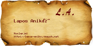 Lapos Anikó névjegykártya